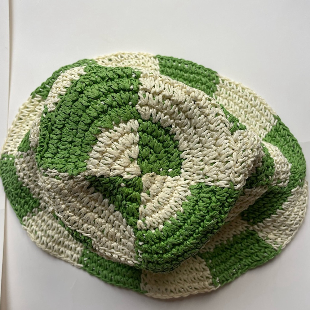 anthropologie wyeth Green and White Checkered bucket Hat - Picture 6 of 6